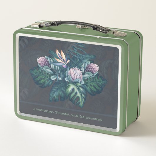 Hawaiian Protea en Monstera Retro Lunch Box (Achterkant)