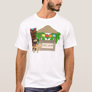 Hawaiian Pug op Tiki Bar T-shirt, geschenken T-shirt