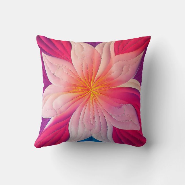 Hawaiian Quilted Plumeria Appliqué Pillow 18 inch Kussen (Achterkant)