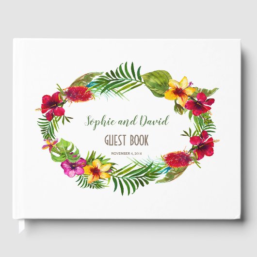 Hawaiian Radiant Tropical Floral Wreath Wedding Gastenboek (Voorkant)