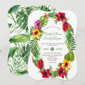 Hawaiian Radiant Tropical Floral Wreath Wedding Kaart (Voorkant / Achterkant)