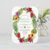Hawaiian Radiant Tropical Floral Wreath Wedding Kaart (Staand voorkant)