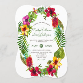 Hawaiian Radiant Tropical Floral Wreath Wedding Kaart
