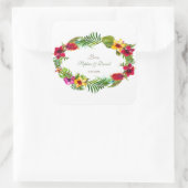 Hawaiian Radiant Tropical Floral Wreath Wedding Vierkante Sticker (Tas)
