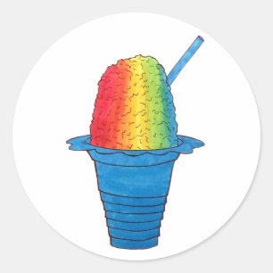 Hawaiian Rainbow Shave Ice Frozen Dessert Hawaii Ronde Sticker