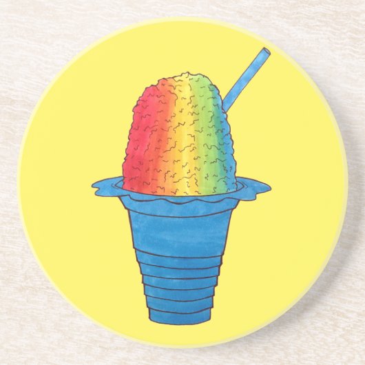 Hawaiian Rainbow Shave Ice Frozen Dessert Hawaii Zandsteen Onderzetter (Voorkant)