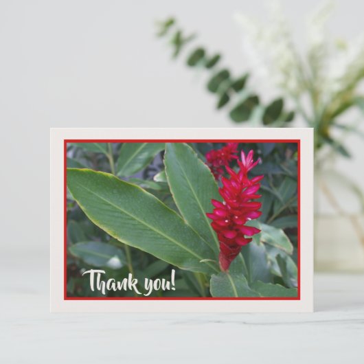 Hawaiian Red Flower Bedankkaart (Staand voorkant)