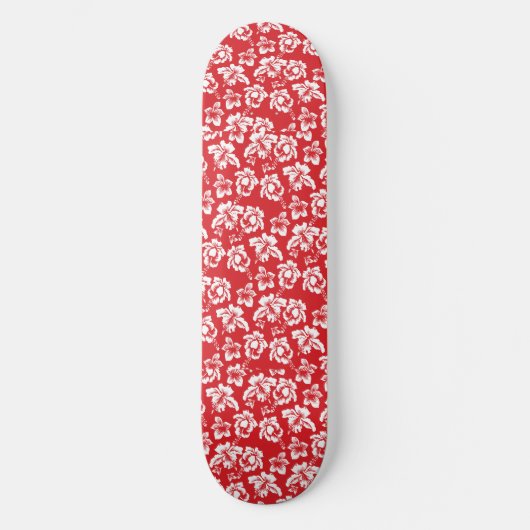 Hawaiian Red Flower Skateboard (Voorkant)
