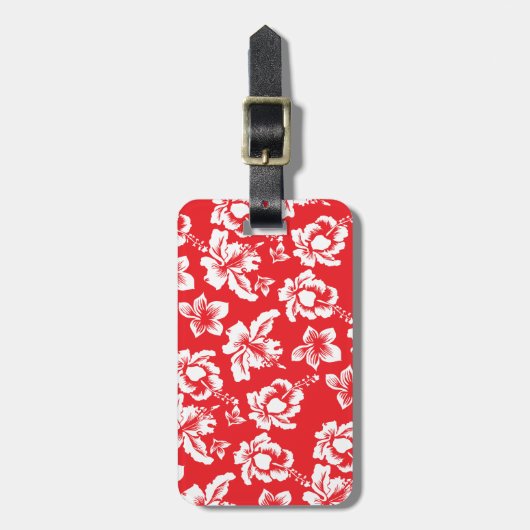 Hawaiian Red Flowers Bagagelabel (Voorkant verticaal)