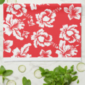 Hawaiian Red Flowers Theedoek (Gevouwen)