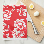 Hawaiian Red Flowers Theedoek (Quarter Fold)