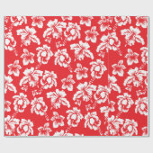 Hawaiian Red Hibiscus Floral print Cadeaupapier (Vlak)