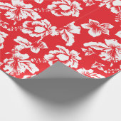Hawaiian Red Hibiscus Floral print Cadeaupapier (Hoek)