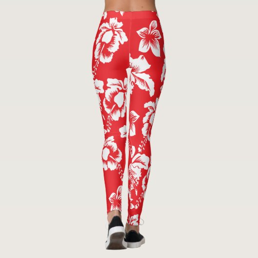 Hawaiian Red Hibiscus Floral print Leggings (Achterkant)