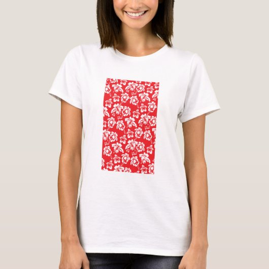 Hawaiian Red Hibiscus Floral print T-shirt (Voorkant)