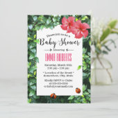 Hawaiian Red Hibiscus Ladybug Tropisch Baby shower Kaart (Staand voorkant)