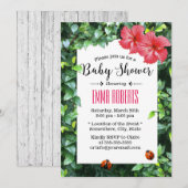 Hawaiian Red Hibiscus Ladybug Tropisch Baby shower Kaart (Voorkant / Achterkant)