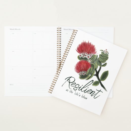 Hawaiian Red Lehua Flower Watercolor Resilience Planner (Display)