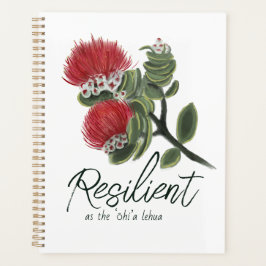 Hawaiian Red Lehua Flower Watercolor Resilience Planner