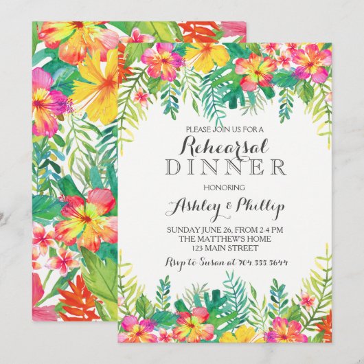 Hawaiian repetitie dineruitnodiging kaart (Voorkant / Achterkant)