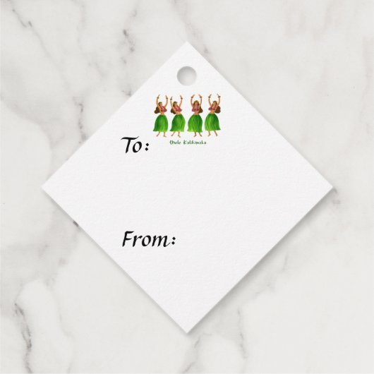 Hawaiian Retro Hula Dancer Gift Label (Achterkant)
