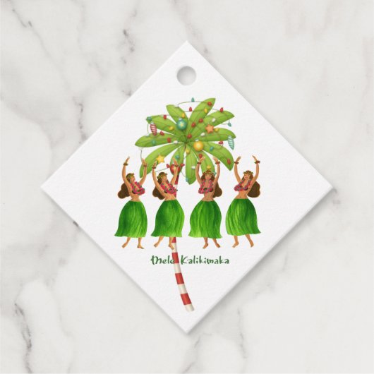 Hawaiian Retro Hula Dancer Gift Label (Voorkant)