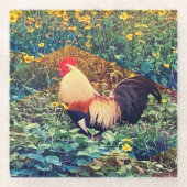 Hawaiian Rooster Glazen Onderzetter (Voorkant)