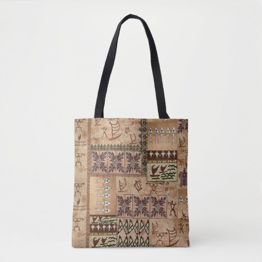 Hawaiian Sailing Canoe en Petroglyph Tapa Tas (Voorkant)