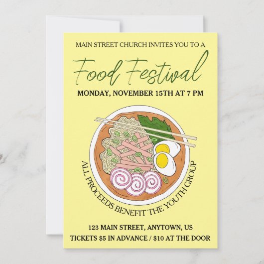 Hawaiian Saimin Soup Hawaii Cuisine Food Festival Kaart (Voorkant)