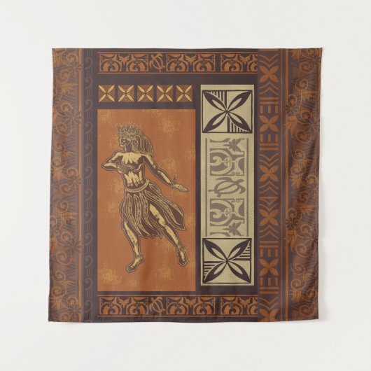 Hawaiian - Samoan Hula Tapa Board Print Wandkleed (Voorkant)