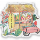 Hawaiian Santa Claus Verkoopster Shave Ice Sticker (Voorkant)
