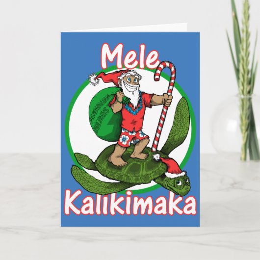 Hawaiian Santa Feestdagen Kaart (Voorkant)