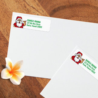 Hawaiian Santa in Red Address Label