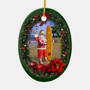 Hawaiian Santa Keramisch Ornament