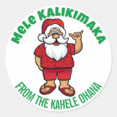 Hawaiian Santa Red Ronde Sticker (Voorkant)