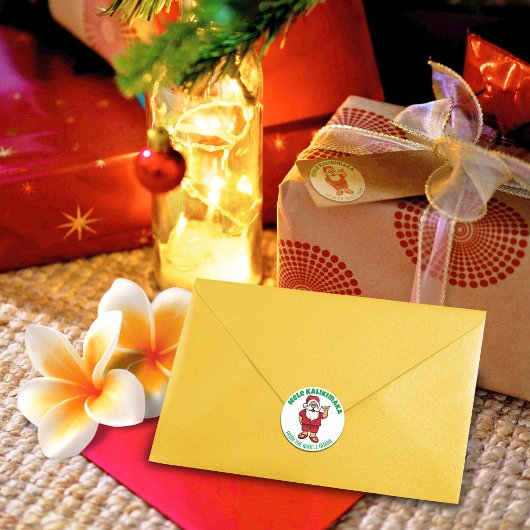 Hawaiian Santa Red Ronde Sticker