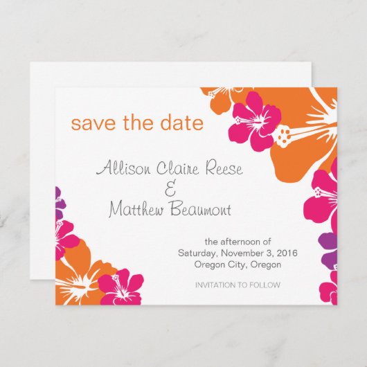 Hawaiian Save the Date (Voorkant / Achterkant)