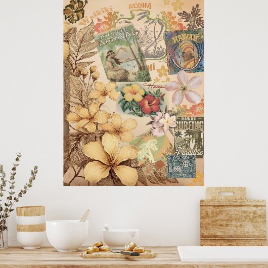  Hawaiian Scrapbook Pagina 1 Poster (Keuken)