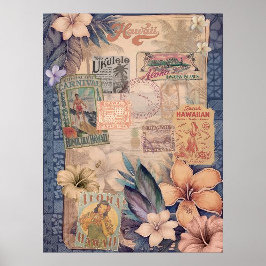  Hawaiian Scrapbook: Reizen Hawaii Poster (Voorkant)