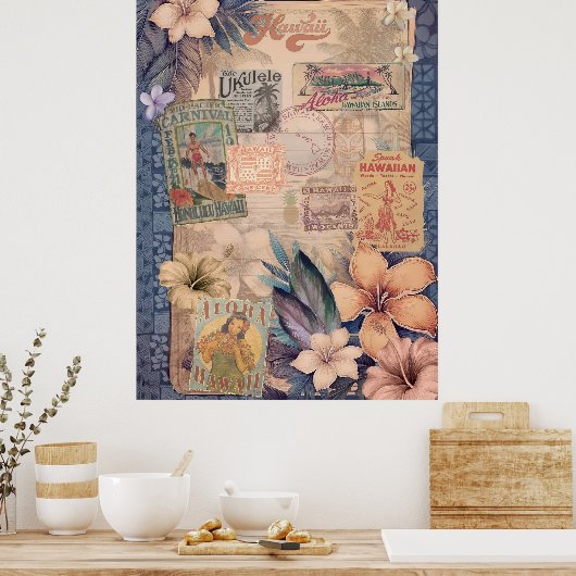  Hawaiian Scrapbook: Reizen Hawaii Poster (Keuken)