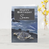 Hawaiian Sea Turtle Personalized Birthday Card Kaart (Gele Bloem)