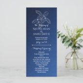 Hawaiian Sea Turtle Wit op Blauwe Strand Programma Programmakaart (Staand voorkant)