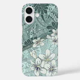 Hawaiian Seafoam Tapa en Plumeria telefoonhoesje iPhone 16 Hoesje