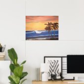 Hawaiian Seascape bij Sunset Painting Poster (Thuiskantoor)