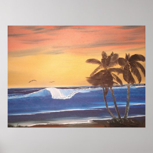 Hawaiian Seascape bij Sunset Painting Poster (Voorkant)