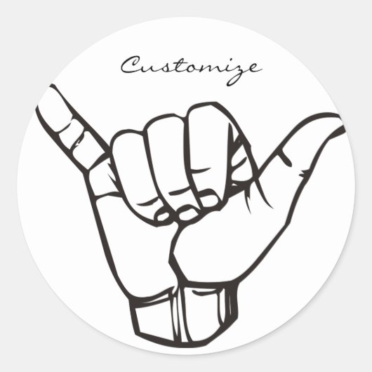 Hawaiian Shaka Brah Wave Thunder_Cove Ronde Sticker (Voorkant)