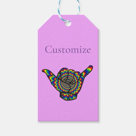 Hawaiian Shaka Psychedelic Thunder_Cove Cadeaulabel (Voorkant)