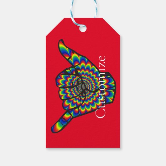 Hawaiian Shaka Psychedelic Thunder_Cove Cadeaulabel (Achterkant)