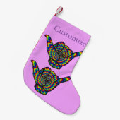 Hawaiian Shaka Psychedelic Thunder_Cove Kleine Kerstsok (Voorkant (Hangend))