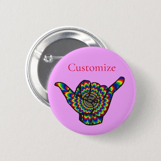 Hawaiian Shaka Psychedelic Thunder_Cove Ronde Button 5,7 Cm (Voorkant /achterkant)